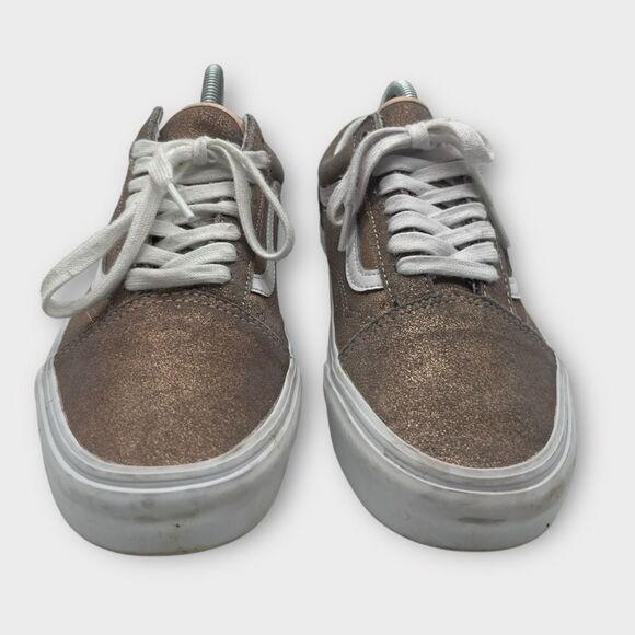 Vans Womens Old Skool 500714 Pink Low Top Lace Up Sparkle Skate Shoes Size 9 - Picture 2 of 7